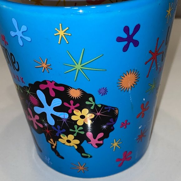 Souvenir Yellowstone National Park USA Coffee Mug Floral Moose Buffalo Retro - Picture 3 of 6